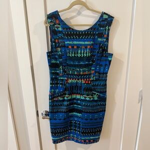 Tracy Reese Vibrant Blue and Green Mini Dress